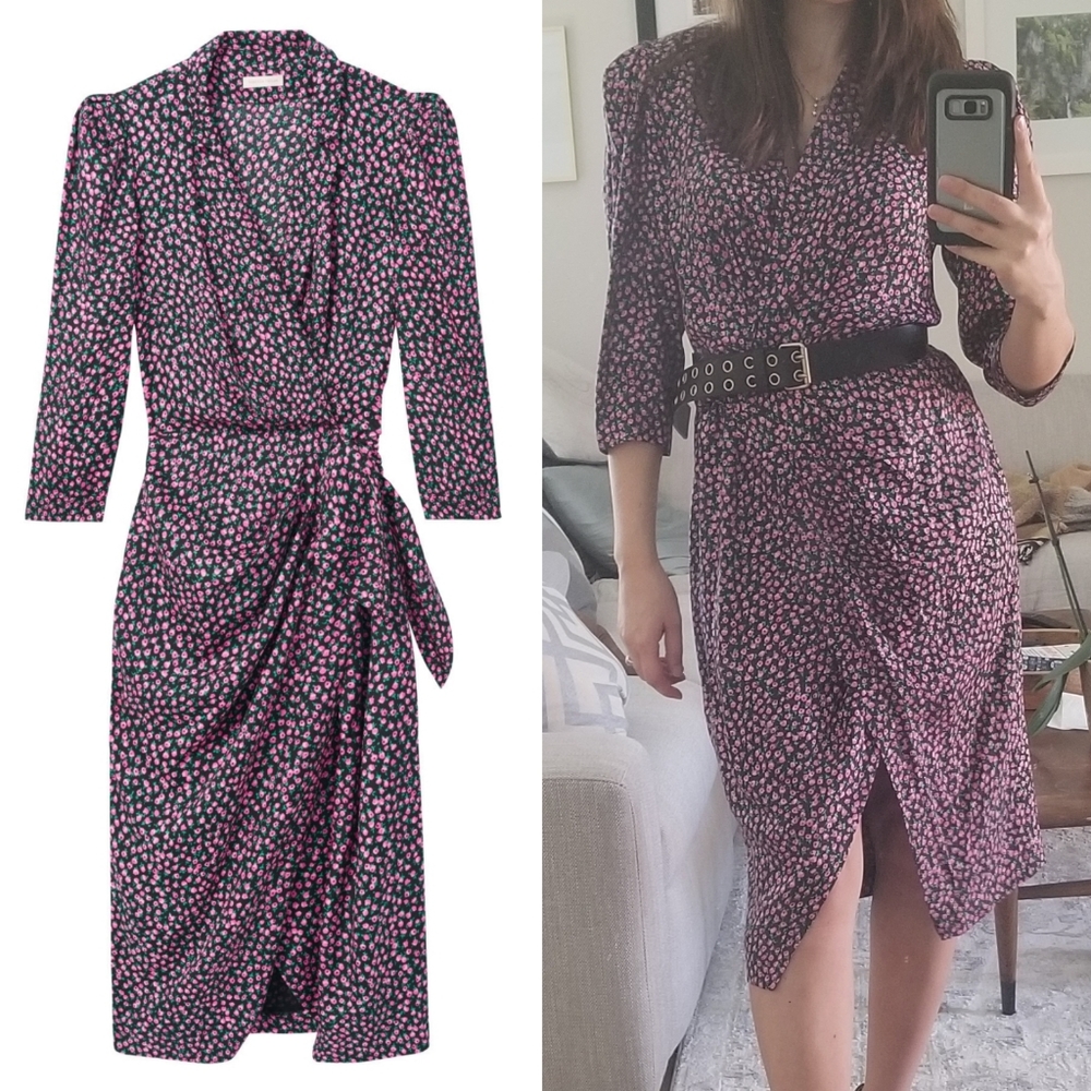 Nwt Rebecca Taylor Midi wrap floral dress 0